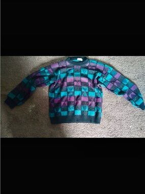 Vintage Protege Geometric Funky Sweater Retro Metallic